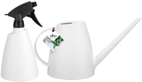 Elho Brussels Giesskanne und Sprühflasche - für Zimmerpflanzen - Pflanzenpflege - 100% Recycelter Kunststoff - Weiss
