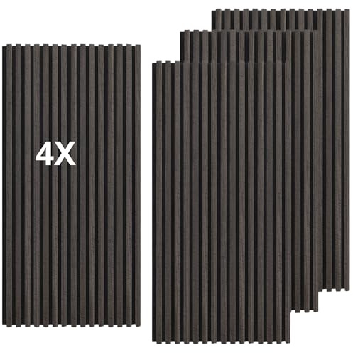 Lot de 4 panneaux effet slatwall revêtement mural plafond polymère plastique intérieur extérieur 60 x 240 cm emboîtement latéral coupable rigide décoratif marron ligne droite