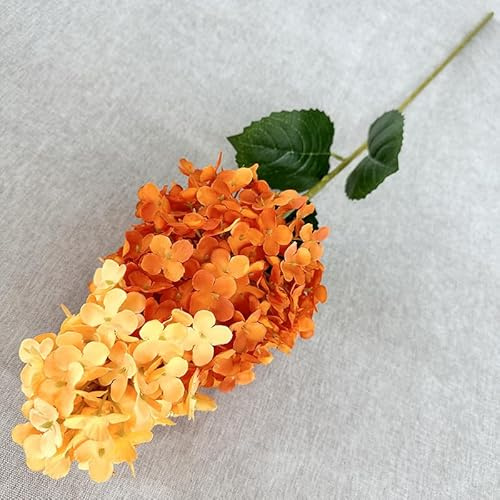SUXUMHAO Arbustos de hortensias en forma de cono, flores de primavera, plantas verdes y decoración del hogar, 86 cm de largo (naranja)