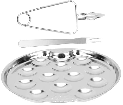 Gatuida Platos De Caracola De Acero Inoxidable Plato Para Caracoles Para Buffet Restaurante y Cocina Bandeja Para Hornear Caracoles