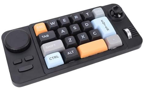 VBESTLIFE Clavier Filaire USB C, Clavier Mécanique Macro à Une Main avec 19 Touches Programmables, Rétroéclairage RVB, Contrôle par Joystick pour Jeu de Travail