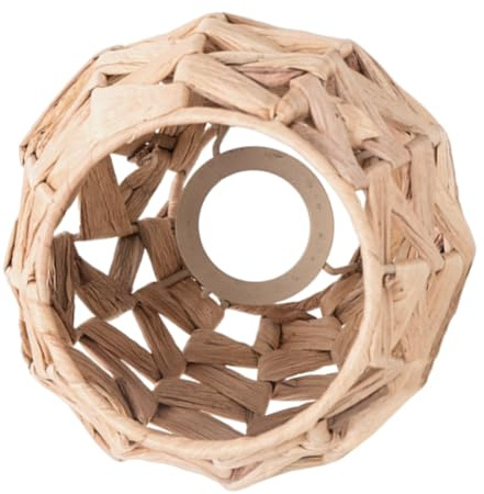 DECORNIJIA Abat-jour Tissé En Paille Naturelle Pour Douille E27 20 Cm, Structure En Fer, Style Rustique Bohème, Lumière Douce Suspendre Et Lampe Murale, Décor Maison Et Restaurant