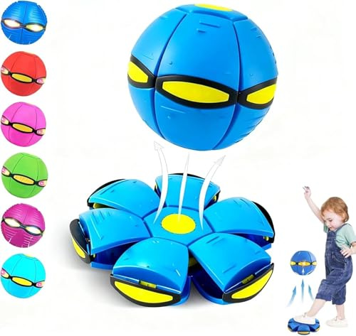 Magic Metaball - Bola de rebote para niños, platillo volador mágico, bola rebotante, interacción entre padres e hijos, forma dual intercambiable, con 6 luces, adecuado para uso en interiores y