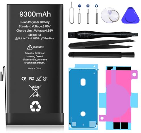 LCLEBM Batterie pour iPhone 13, 9300mAh (Nouvelle Version 2026) Batterie de Remplacement Haute capacité améliorée pour iPhone 13, A2635, A2634, A2633, A2631 avec Outils Professionnels