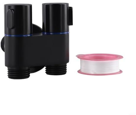 Vidonergy G1/2 Metall-Doppelsteuerungs-Winkelventil, wandmontiert, 1-in-2-Out-Wasserhahn für Waschmaschine, WC, Bidet-Spray, Waschbecken oder Gartenanwendungen, silberfarbenes Finish (schwarz)
