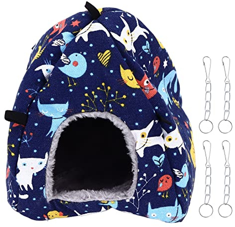 Caldo nido sospeso per pappagalli, tenda in peluche per uccelli con ganci, capanna a scomparsa in morbido peluche addensato per pappagalli criceti scoiattoli, design pieghevole