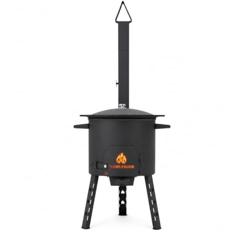 FlameFusion Utschak L vedeldad ugn med Kazan 16 liter inkluderad [storlek valfri] - Uchag Kazanugn för grillning & matlagning