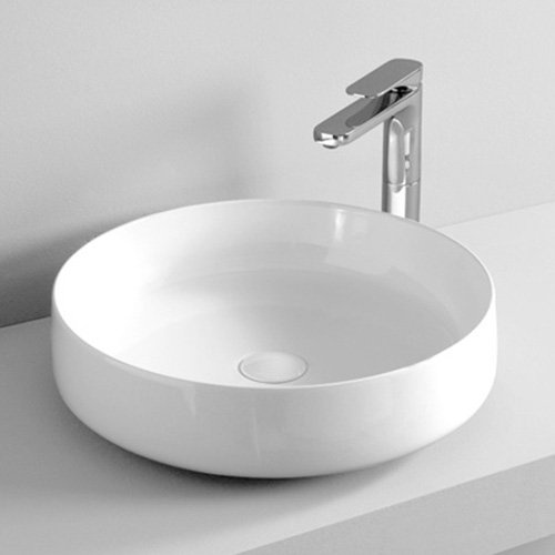 Lavandino Lavabo da Appoggio Design Cognac 48 cm in vari colori (Bianco Lucido)