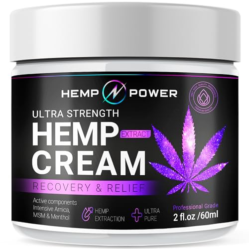 Hemp Power Joint Muscle Relief Cream, with Hemp, Menthol, MSM Arnica, Support Your Back, Muscles, Joints, Neck, Shoulder, Knee, Nerves - 2 Fl Oz.
