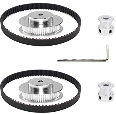 Befenybay 2Kit 2GT synkront hjul 20 & 60 tänder 5 mm borr aluminium timing remskiva med 2 st längd 200 mm bredd 6 mm bälte (20-60T-5B-6)