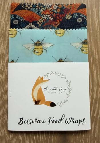 Natural Reusable Beeswax Food Wraps - Size Large (30x30, 30x30 cm) -Set of 2 Sheets Beeswax Wraps