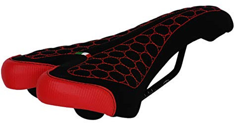 Selle Montegrappa FatBike Selle de vélo VTT Trekking Unisexe SM 4010 en 6 Couleurs Made in Italy, Noir et Rouge
