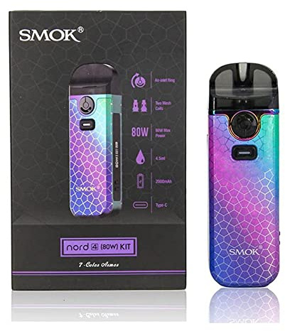 Original SMOK Nord 4 Pod Mod Kit 80W 2000mAh Built-in Battery Type-C Electronic Cigarette 4.5ml Cartridge Pod System Vape Kit (7-Color Armor)