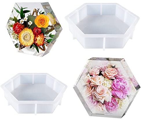 Yayatty Buchstützen Silikonformen Epoxidharz, 2 Größe Hexagon Resin Silikonform, Geometrische Formen für Harz Handwerk, Buchstütze Form, DIY Heimdekoration, Harz Kunstwerk