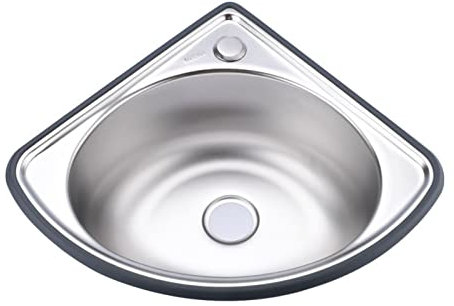 pujindu Einschalen-Spülbecken Edelstahl-Dreieckswaschbecken, Wandmontiertes Eckwaschbecken, Badezimmer Kleines Gefäßwaschbecken, Für Wohnmobil Und Wohnwagen (Farbe : Silver, Größe : B1)