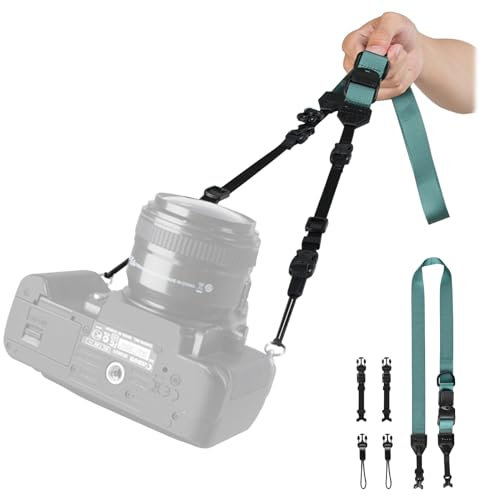 TARION Sangle d'appareil photo 4 en 1 pour photographes : sangle de cou réglable pour appareil photo, bandoulière, sangle de poignet convertible avec boucles durables Duraflex à dégagement rapide MB01