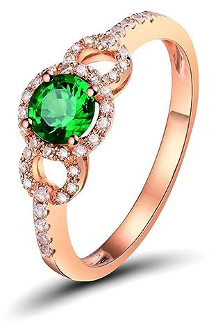 Damenring 58, Verlobungsringe Frauen 18 Karat Roségold Tsavorit 0.45ct Runden Elegant Schmuck Geschenk