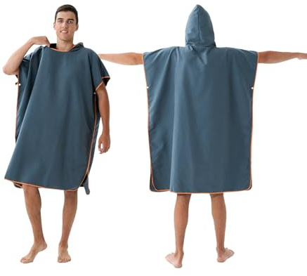 jooeer Poncho da Bagno Microfibra per Adulti Donne Uomini, Telo Mare per il Cambio con Cappuccio Poncho da Surf per Campeggio Viaggio Surf Piscina Bagno, Blu Navy