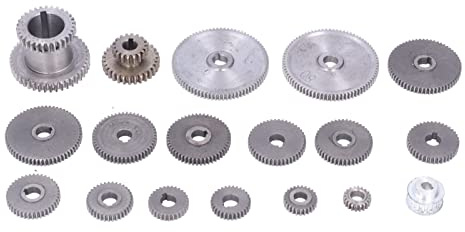 Set di Ingranaggi per Mini Tornio, Kit di Ingranaggi per Tornio HT250 Set di Ingranaggi per Macchina in Ferro Grigio con Puleggia per Cinghia Motore - 18 Pezzi, Ingranaggio,