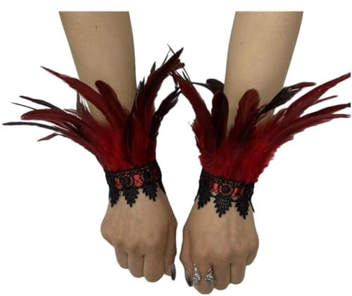 Federhülle Manschetten Handschuhe Feder Spitze Lange Handschuhe Spitze Fingerlose Handschuhe Spitze Handgelenk Manschetten Ärmel Cosplay Kostümzubehör