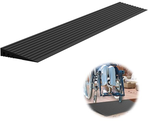 Nuvium 2,5 cm Erhöhungsschwellenrampe für Türen, 907 kg Tragkraft, 90,2 cm breit, Naturkautschuk-Rollstuhlrampe ist verstellbar und schneidbar für Türen, Bordsteine, Kehrmaschine, Elektroroller,