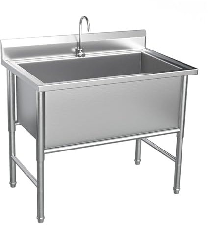 Freistehendes Spülbecken Aus Edelstahl, Großes Spülbecken, Wäschewanne, Gewerbliches Spülbecken Für Die Küche, Robuste Slop-spüle Mit 1 Fach Und Einer Schüssel, Für Keller, Garage Oder Geschäft(80cm)