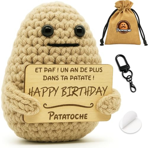 Patatoche® Positive Patate Connectée avec Message Rigolo - Idée Cadeau Femme et Homme : Anniversaire, collègue, Noël, Saint-Valentin | Objet Insolite pour Bureau, Maison, déco