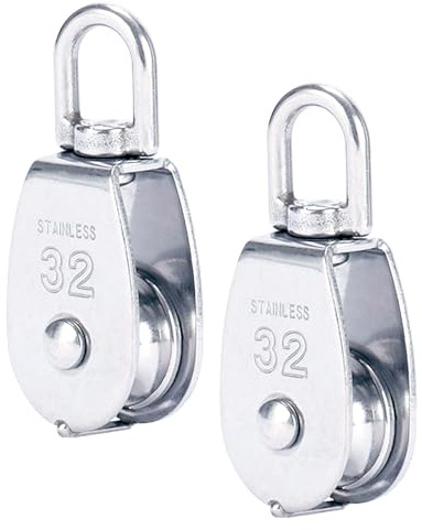 Morlight Blockseilrolle Edelstahl, Blockseilrolle Doppelt, Umlenkrolle Klein, Pulley Block Edelstahl, Umlenkrollen Seile, für Seile, Edelstahlblock, Schwenken Rolle, Blockseilrolle