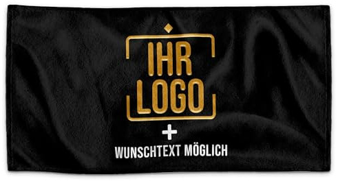 Print Royal PR Personalisiertes Handtuch mit Logo & Wunschtext - Handtuch mit Firmenlogo Bedrucken, Werbegeschenke, Verein, Abschiedsgeschenk Kollegen | Fotohandtuch, 100 x 50 cm Querformat