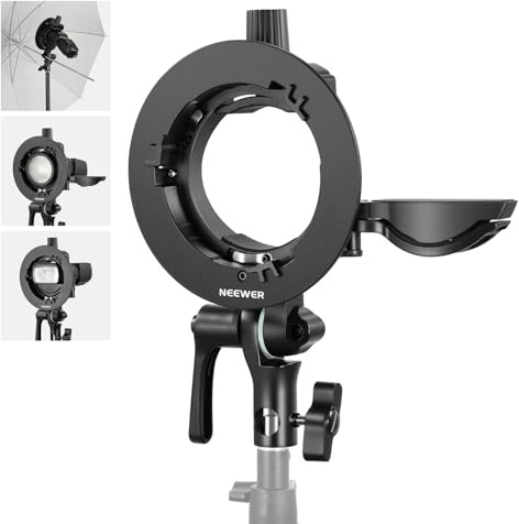 NEEWER CRB1 Supporto a Staffa Tipo S con Attacco Bowens e Foro per Ombrello per Flash Speedlite a Testa Quadrata/Rotonda Z2 Z1 Z760 NW760 NW700 TT560 Q3, Compatibile con Godox AD200Pro V1