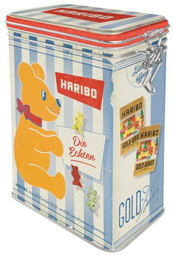 Nostalgic-Art Retro Aromadose, 1,3 l, HARIBO – Die Echten – Geschenk-Idee für Naschkatzen, Original Lizenzprodukt (OLP), Blech-Dose mit Aromadeckel, Vintage Design