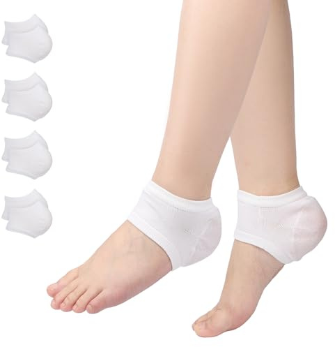 Segbeauty Ferse Offene Zehensocken, 4 Paar Gel-Fersensocken Weiche, Feuchtigkeitsspendende Socken, Weich und Durchlüftet, für Trockene Harte Gerissene Haut (Weiß)