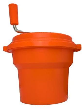 MUVELL Centrifugador de ensalada | 19 litros | dimensiones totales: Ø 47 – Altura: 57 cm | eje de accionamiento sellado y palanca de freno | Color: naranja | Secador de ensaladas, spinner, para