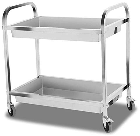 UQACHG Trolley, Wagen, Haushalts-Mehrschichtwagen, Wagen-Service-Bar, Lager-Stahlgriff, Schiebestange, 360 Grad frei drehbar, hohe Kapazität, leicht zu reinigen, 3 Größen, Silbe,Silver-90X45X85Cm