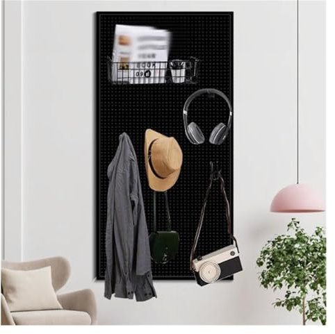 GAROEN Support Mural pour Panneau perforé, kit de Rangement d'outils Standard en métal pour Panneau perforé, système de Rangement Mural pour Panneau perforé, Panneaux perforés (Noir 50 x 120 cm)