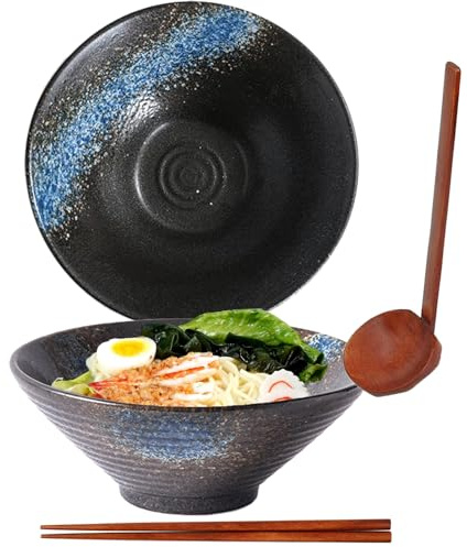Ramenskål, ramen skålset, japansk skål keramik, ramen skål sats, ramenskål med sked ätpinnar, soppskålar 1 200 ml, Vvintage ramen skål, müsliskålar, salladsskål