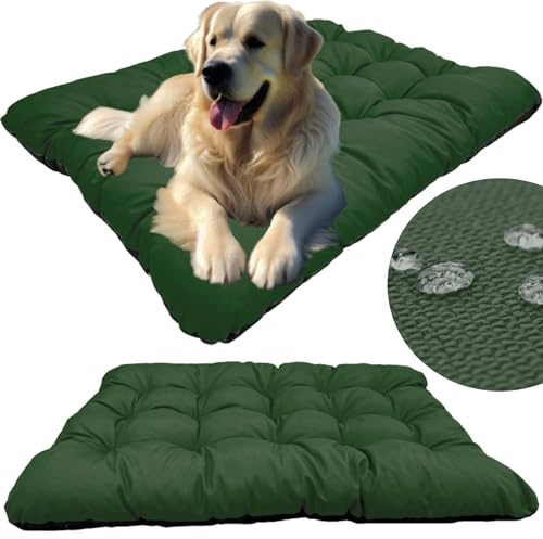 KING DOG Hundekissen XL 120 x 80 cm wasserdichte Matte für Große und Mittelgroße Hunde Komfortable Weiche und Einfach zu Reinigende Matte in Grün Höhe 10 cm Kühlmatte Bequeme Liegefläche für Haustiere