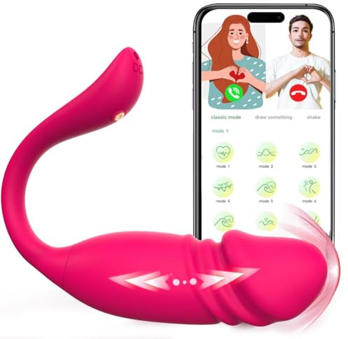 Qhysin Dildo Vibrator mit APP Bluetooth Sexspielzeug Vibration für Frauen Tragbarer G Punkt Vibratoren mit 9 Vibrationsmodi und Thrusting Leise Starke Vibro ei Sex Spielzeug für die Frau Paare（Rosa）