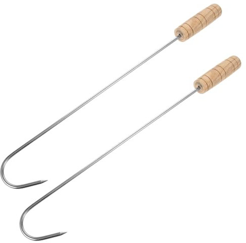Kisangel 2-in-1 Stiefelzieher & Fleischerhaken mit Holzgriff – für Männer Frauen Erwachsene – Rostfreier Edelstahl
