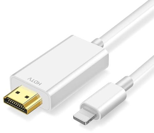 Ticenpe Cavo HDMI per iPhone, 2M Cavo Light ning HDMI 1080P HD Adattatore Light ning a hdmi compatibile con Schermo AV Digitale per iPhone14 13 12 11 iPad, Non Compatibile con iPhone 16/15/Netflix