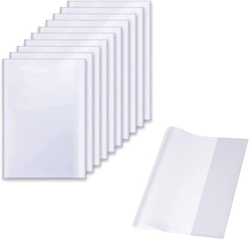 Buchumschlag A4 10 Stück Transparent, 21 x 30cm Bucheinschlagfolie Einstellbar Buchschoner, Verdickte Wiederverwendbare und verstellbare Buchumschläge aus Kunststoff für das Home Office der Schule