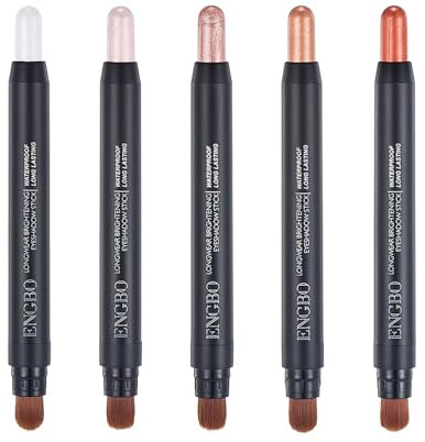 Lot de 5 crayons de fard à paupières, bâton d'ombre à paupières, imperméable, effet maquillage durable, facile à utiliser, ne se froisse pas facilement, pour un maquillage des yeux sans rides