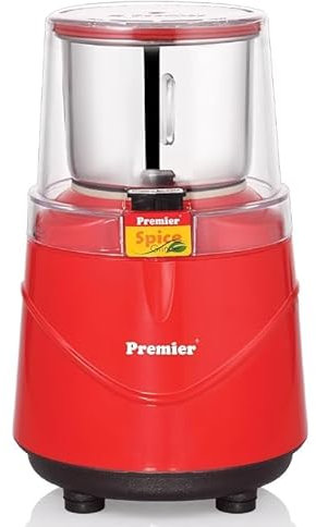 Premier Electric Grinder 350W Stainless Steel Wet & Dry Grinding Machine for Spices, Herbs, Nuts, Seeds, Grains – Compact Portable Mill with Safety Lock, Detachable Blades & Clear Lid