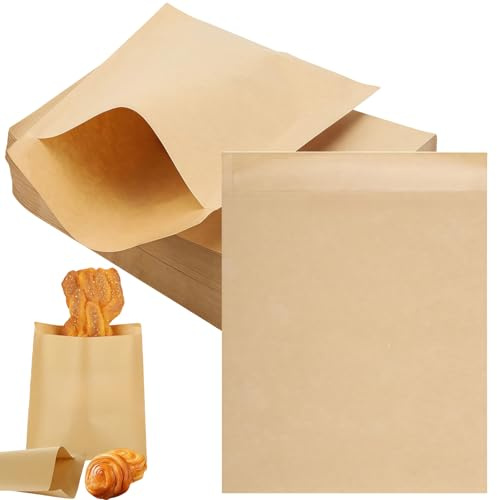 Brown Strung Kraft Paper Food Bags Food use, Groceries, Sandwiches Fruit Bags (100 Pcs Borwn Paper Bag, 7x7inch/17x18cm)