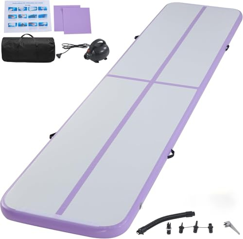 LSBIKE Air Matte Track, 3/4/5/6 M Tumbling Matte, Gymnastikmatte mit Luftpumpe, Trainingsmatte Turnmatte für Zuhause, Outdoor, Yoga, Übungsgymnastik usw, Rutschfest & wasserdicht