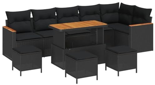 vidaXL Gartensofa-Set 10 STK. Schwarz Poly-Rattan