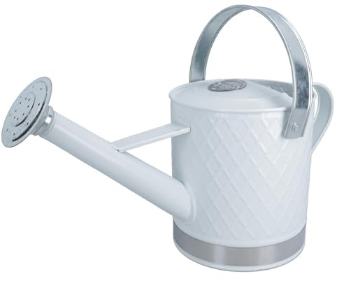 Regadera de acero blanco de 3 litros, para invernadero, plantas de jardín, hogar