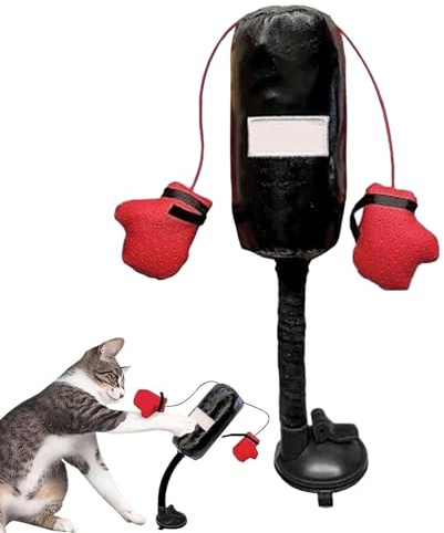 Juguete Saco De Boxeo Para Gatos, Saco De Boxeo Con Guantes Para Gatos, S-aco De B-oxeo Para G-atos Con V-entosa De Vacío, Equipo De Fitness Duradero Con S-aco De A-rena Para Gatitos, Juguetes