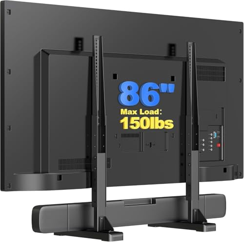XINLEI Universellt stort TV-stativ för de flesta 24 till 86-tums plattskärm/böjd tv, robust TV-fotkryss, lastkapacitet 68 kg, max. VESA 800 x 600 mm, för vardagsrum ML3286