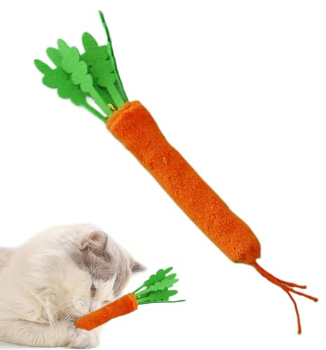 Carrot Toy for Dogs - Interactive Toy for Cats - Soothing Resistant Chew Stick with Bell for Play